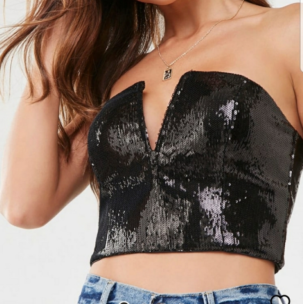 Black Sequin Tube Top